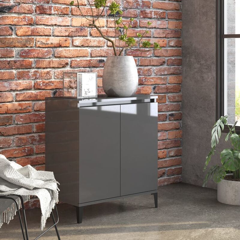

Aparador de aglomerado gris con brillo 60x35x70 cm - Gris - Youthup