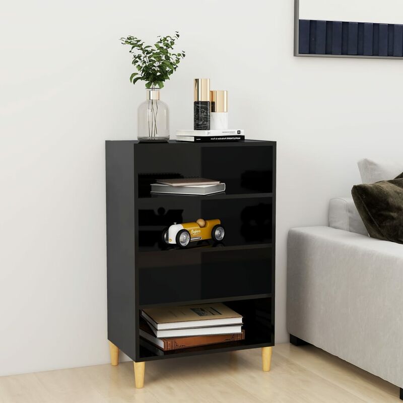 

YOUTHUP Aparador de aglomerado negro brillante 57x35x90 cm - Negro