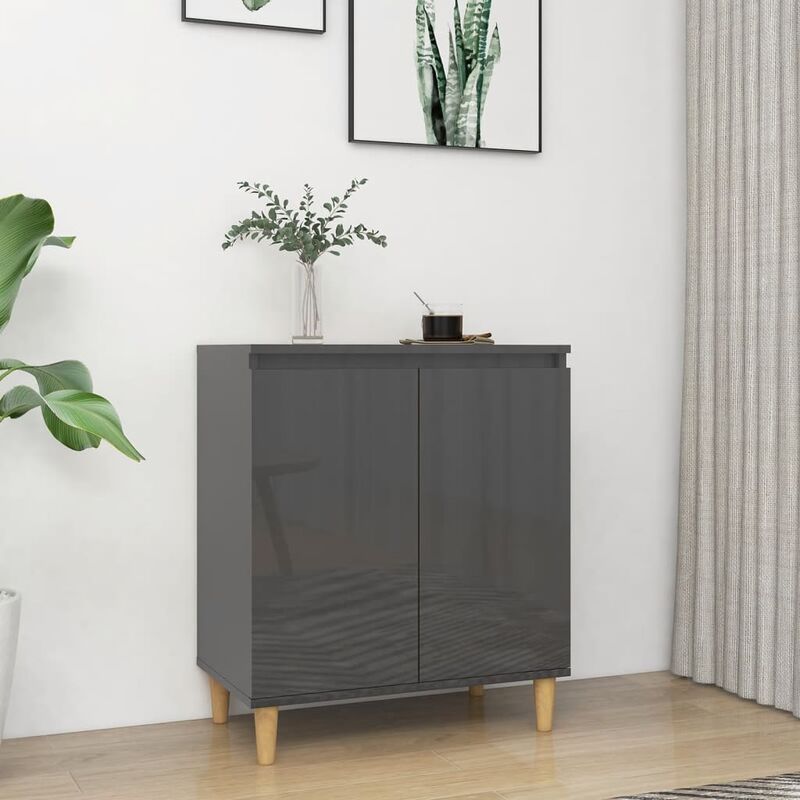 

Aparador y patas de madera maciza gris brillante 60x35x70 cm - Gris - Youthup