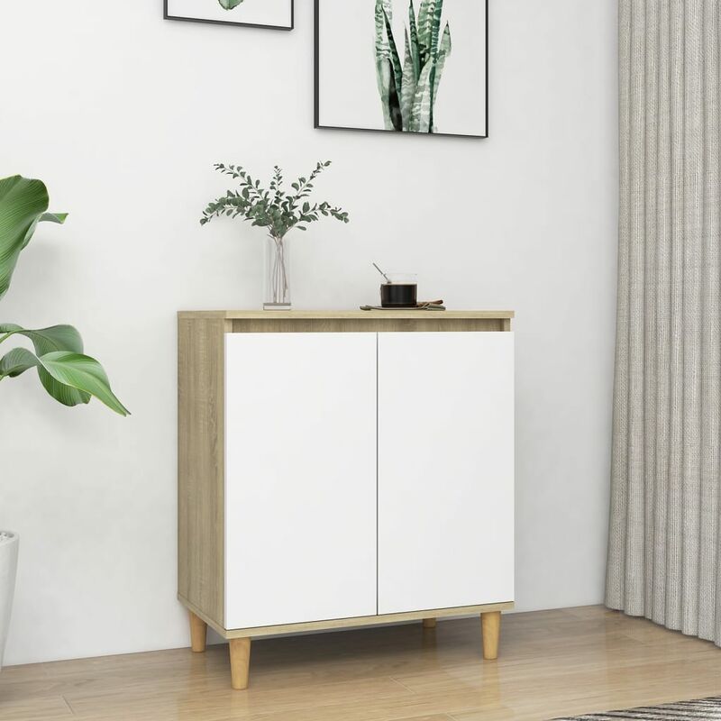 

Aparador y patas madera maciza blanco roble Sonoma 60x35x70cm - Beige - Youthup