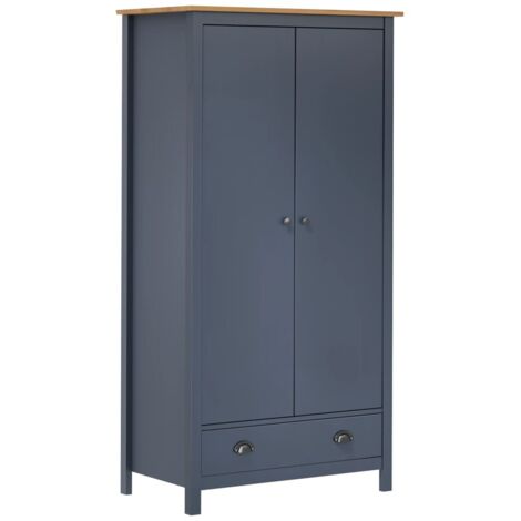 YOUTHUP Armadio a 2 Ante Hill Range Grigio 89x50x170cm Massello di Pino