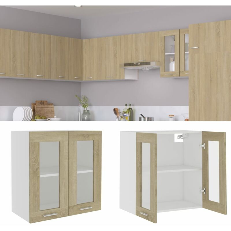

YOUTHUP Armario colgante cristal de aglomerado roble sonoma 60x31x60 cm - Marrón