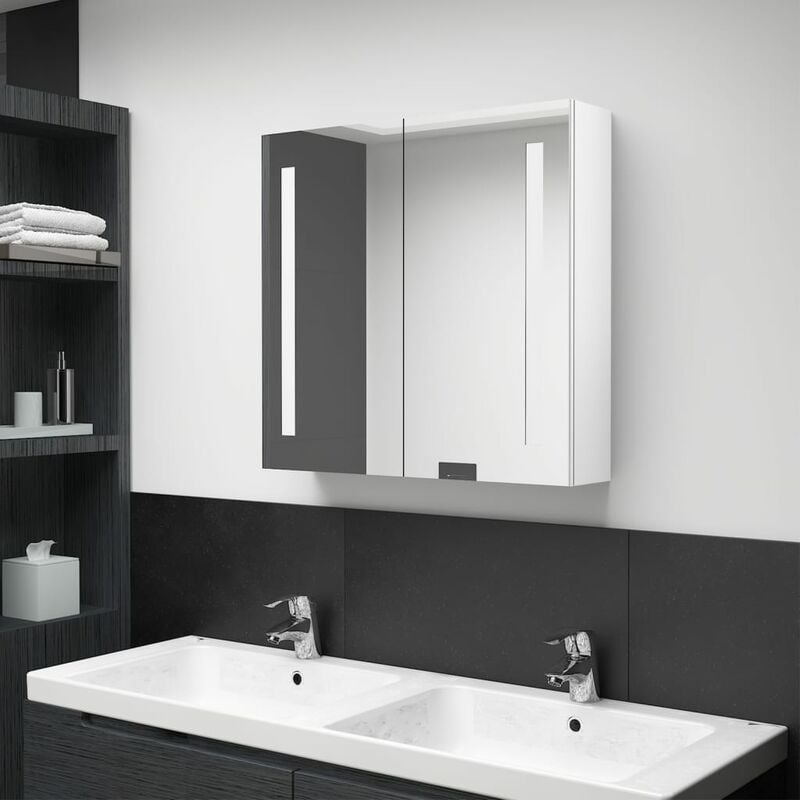 

YOUTHUP Armario de baño con espejo LED blanco brillante 62x14x60 cm