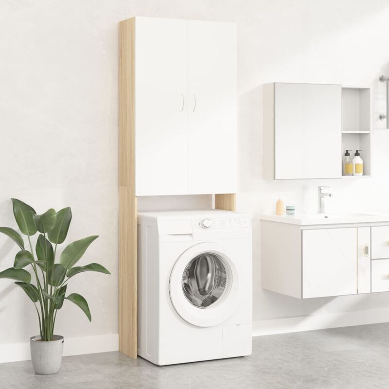 

YOUTHUP Armario de lavadora blanco roble Sonoma 64x25,5x190 cm