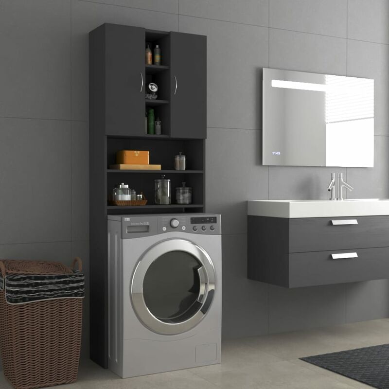 

YOUTHUP Armario de lavadora gris 64x25,5x190 cm