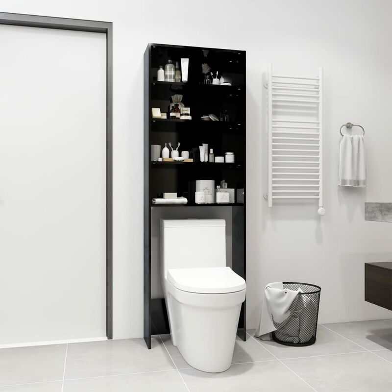

YOUTHUP Armario de lavadora negro brillante 64x24x190 cm