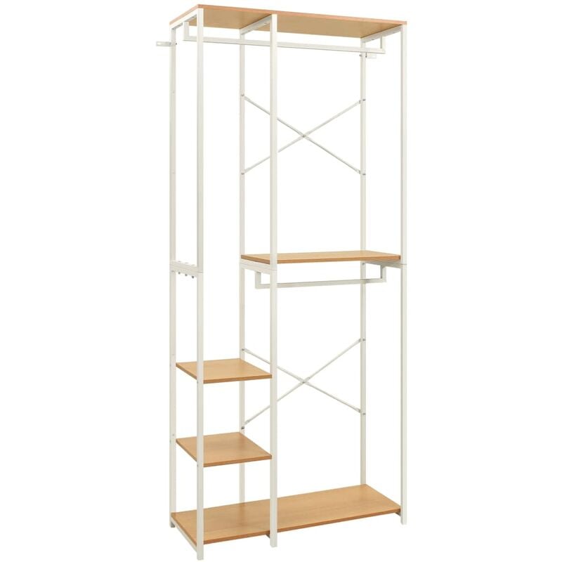 

Armario de metal y aglomerado blanco y color roble 90x40x213 cm - Blanco - Youthup