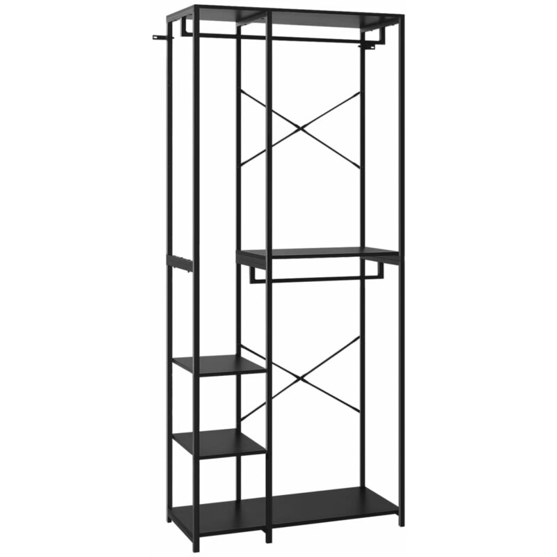 

YOUTHUP Armario de metal y aglomerado negro 90x40x213 cm - Negro