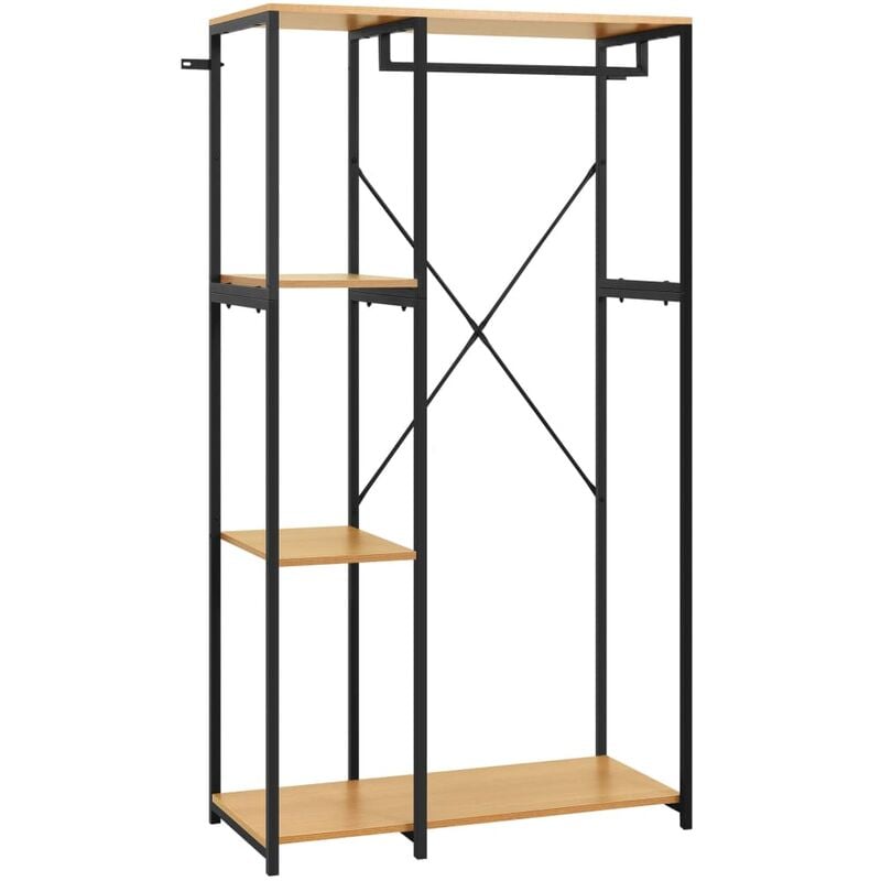 

Armario de metal y aglomerado negro y color roble 90x40x167 cm - Negro - Youthup
