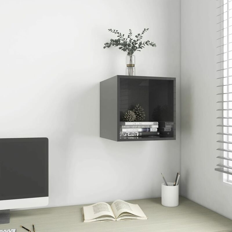 

YOUTHUP Armario de pared gris brillo aglomerado 37x37x37 cm - Gris