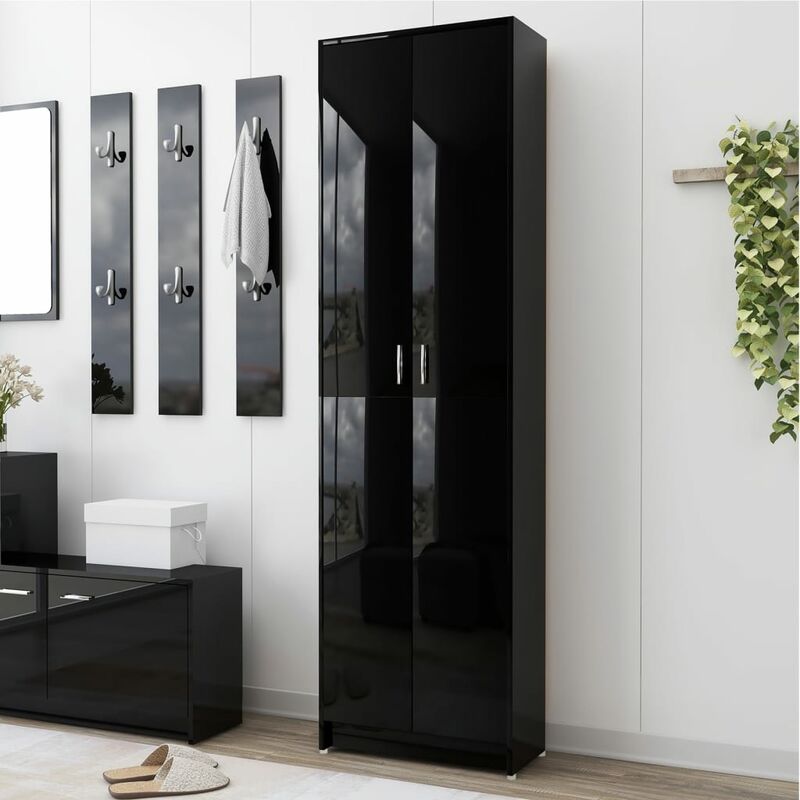 

Armario de pasillo aglomerado negro brillante 55x25x189 cm - Negro - Youthup
