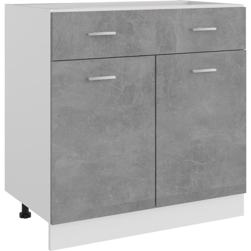

Armario inferior con cajón de cocina aglomerado gris hormigón - Gris - Youthup