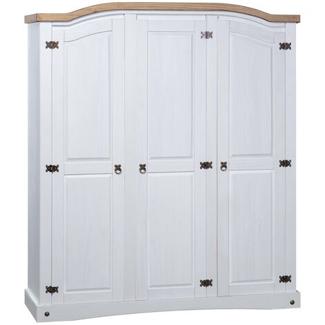 YOUTHUP Armario madera de pino Mexicano estilo Corona blanco 3 puertas - Blanco