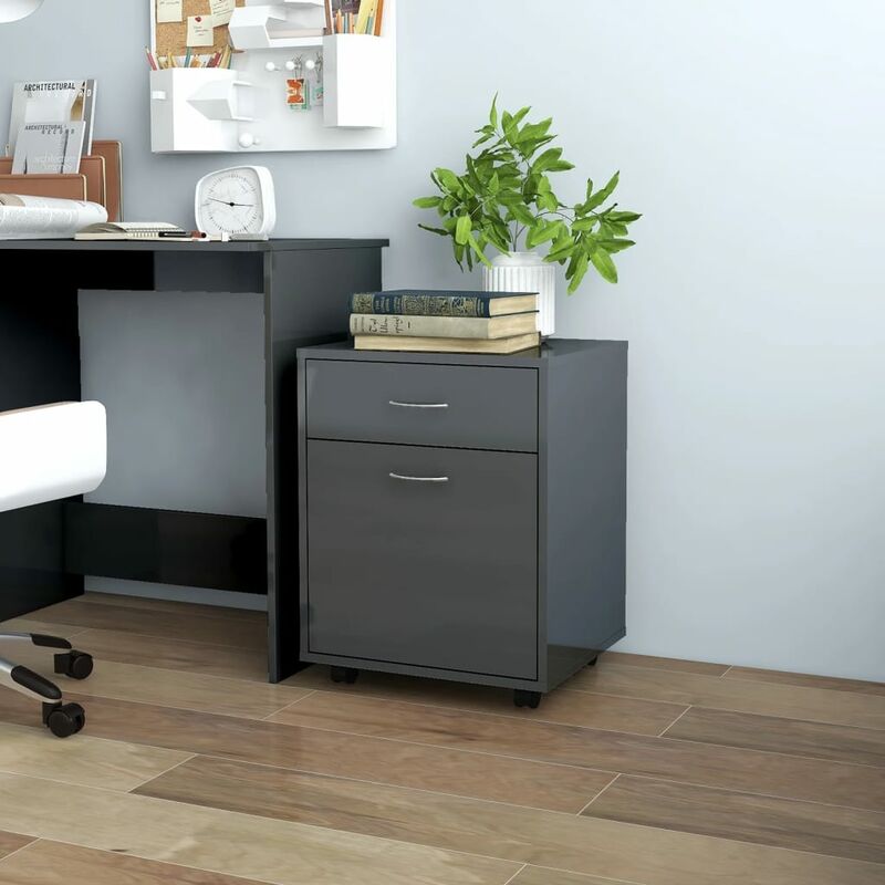 

Armario rodante de aglomerado gris con brillo 45x38x54 cm - Gris - Youthup