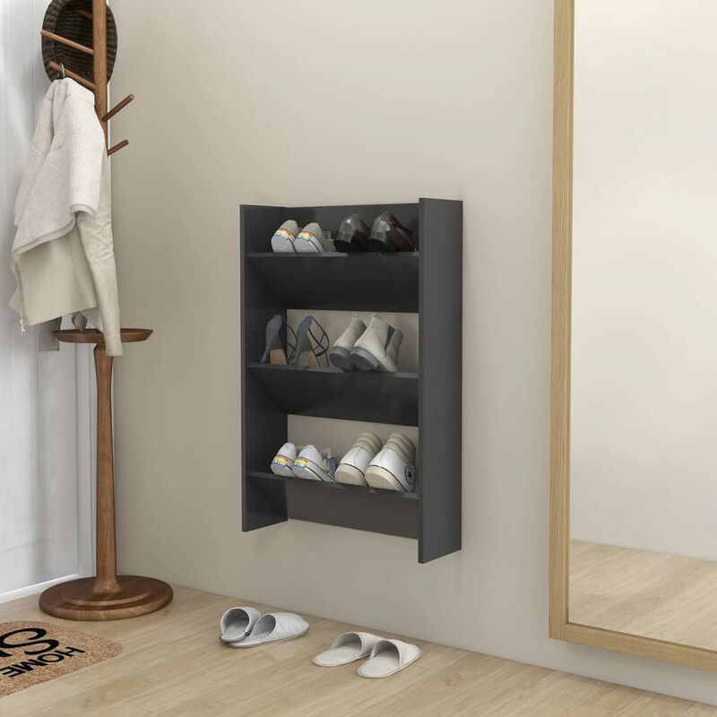 

YOUTHUP Armario zapatero de pared aglomerado gris 60x18x90 cm - Gris