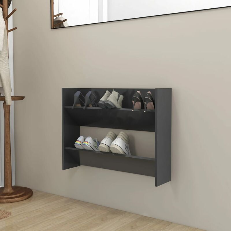 

Armario zapatero de pared de aglomerado gris 80x18x60 cm - Gris - Youthup