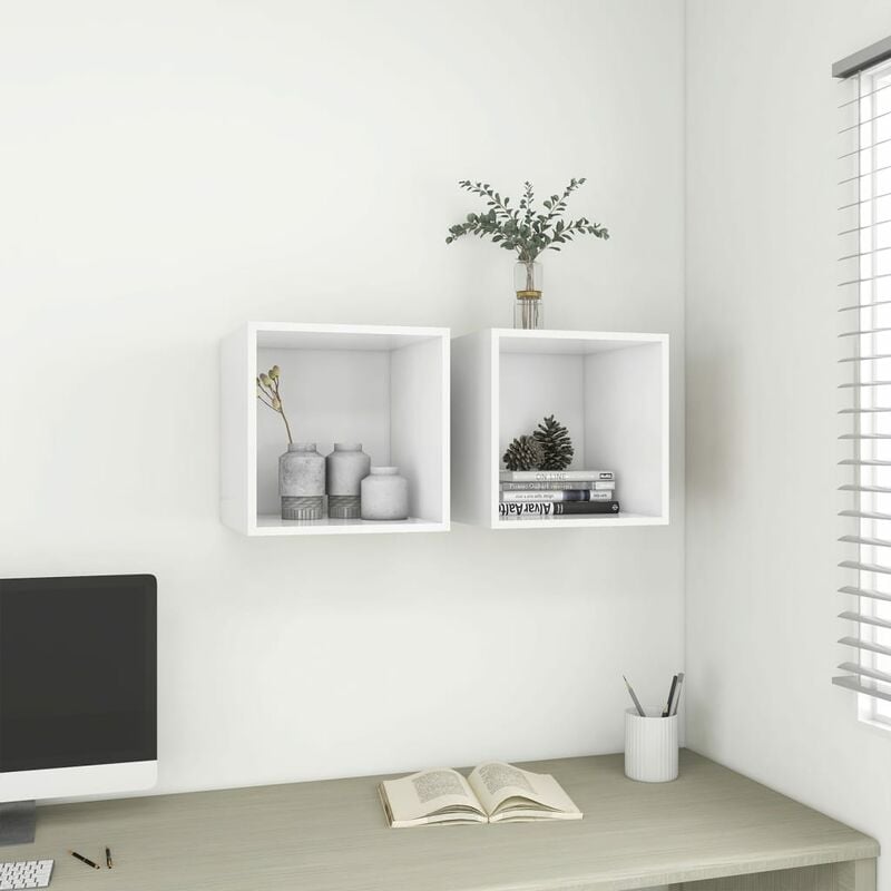 

Armarios de pared 2 uds blanco aglomerado 37x37x37 cm - Blanco - Youthup