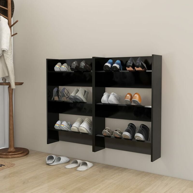 

Armarios zapateros de pared 2 uds aglomerado 60x18x90 cm - Negro - Youthup
