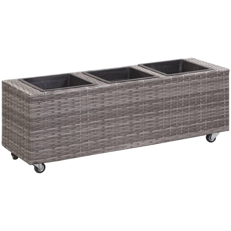 

Arriate con 3 macetas de ratán sintético gris 100x30x36 cm - Gris - Youthup