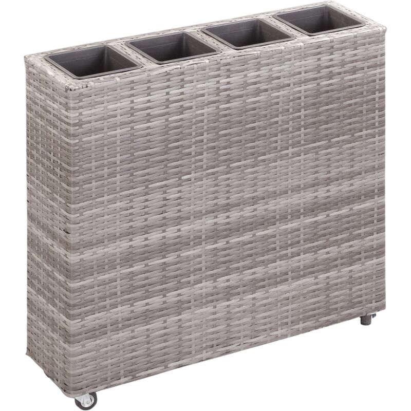 

Arriate con 4 macetas de ratán sintético gris 80x22x79 cm - Gris - Youthup