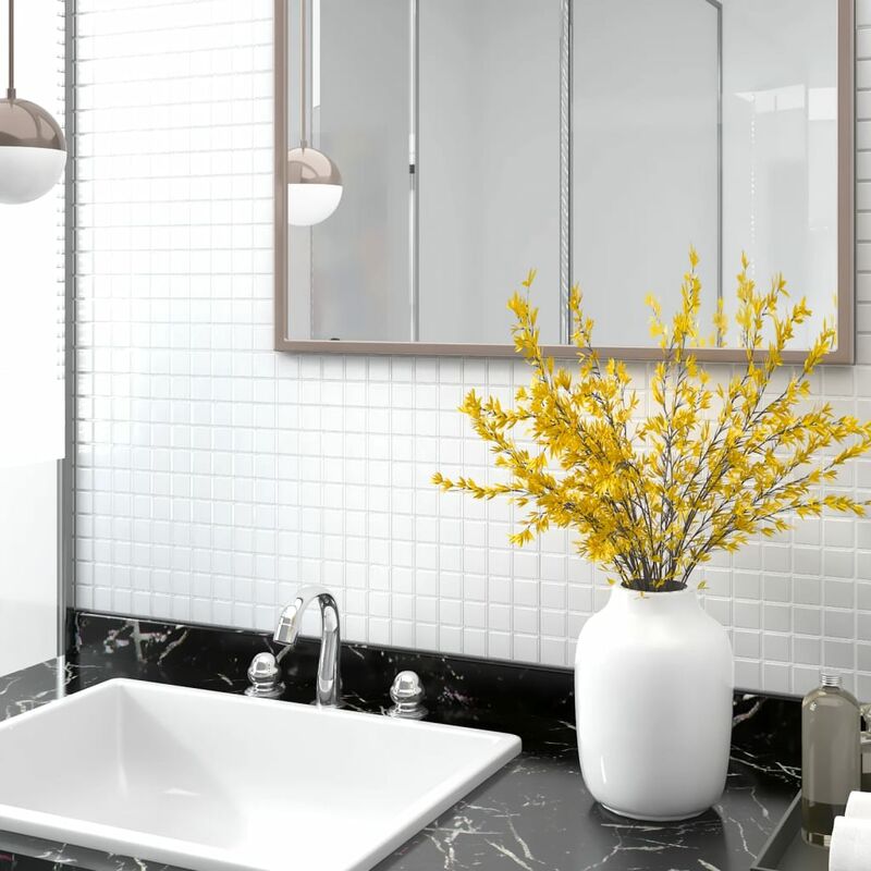

YOUTHUP Azulejos mosaico autoadhesivo 11 uds vidrio blanco 30x30 cm - Blanco