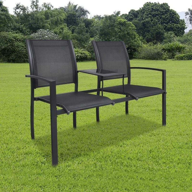 

Banco de 2 asientos 131 cm acero y textilene negro - Negro - Youthup