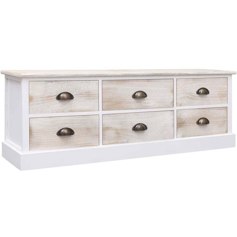 

YOUTHUP Banco de entrada de madera blanco y marrón claro 115x30x40 cm - Blanco