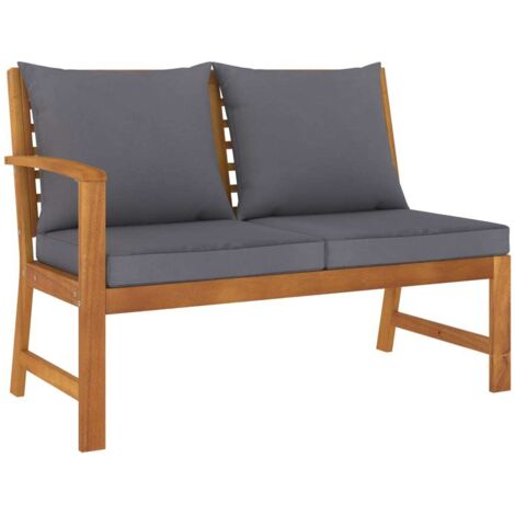 YOUTHUP Banco de jardín madera de acacia y cojines gris oscuro 114,5 cm