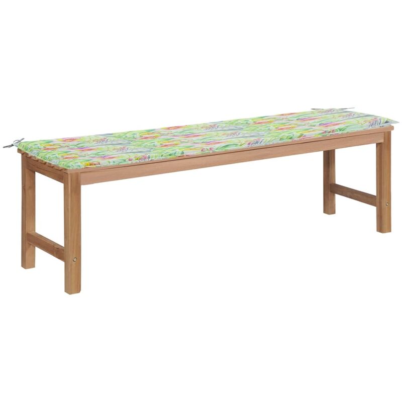 

Banco de jardín madera de teca con cojín estampado hojas 150 cm - Youthup