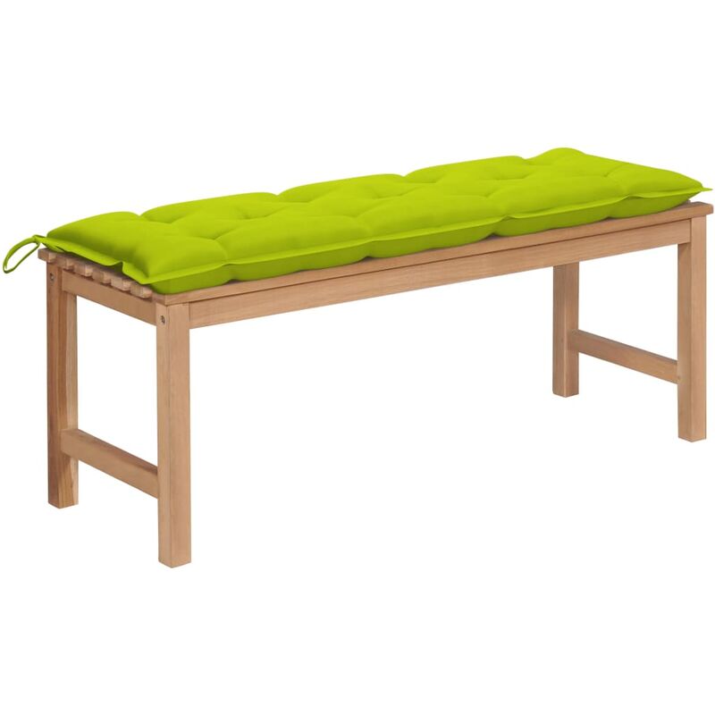 

Banco de jardín madera de teca con cojín verde brillante 120 cm - Youthup