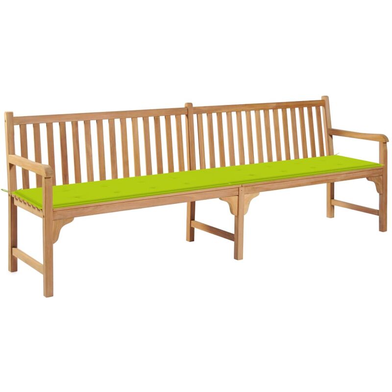 

Banco de jardín madera de teca con cojín verde brillante 240 cm - Youthup