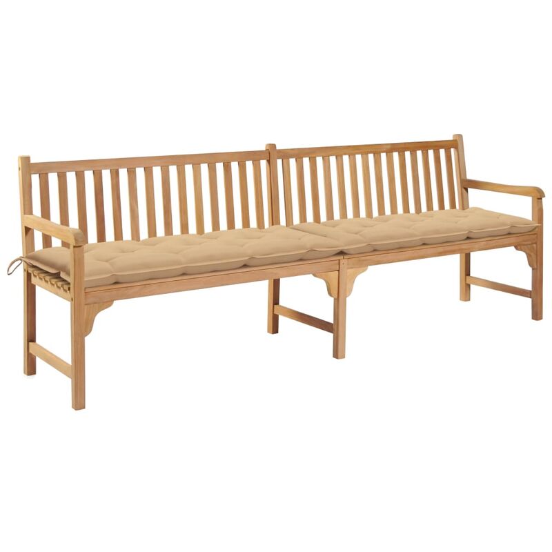 

Banco de jardín madera maciza de teca con cojín beige 240 cm - Youthup