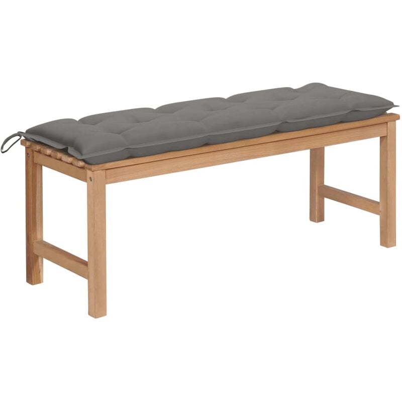 

Banco de jardín madera maciza de teca con cojín gris 120 cm - Youthup