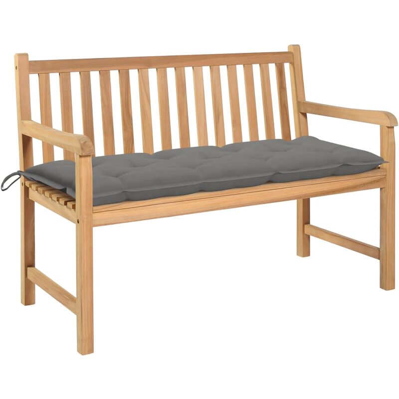 

Banco de jardín madera maciza de teca con cojín gris 120 cm - Marrón - Youthup