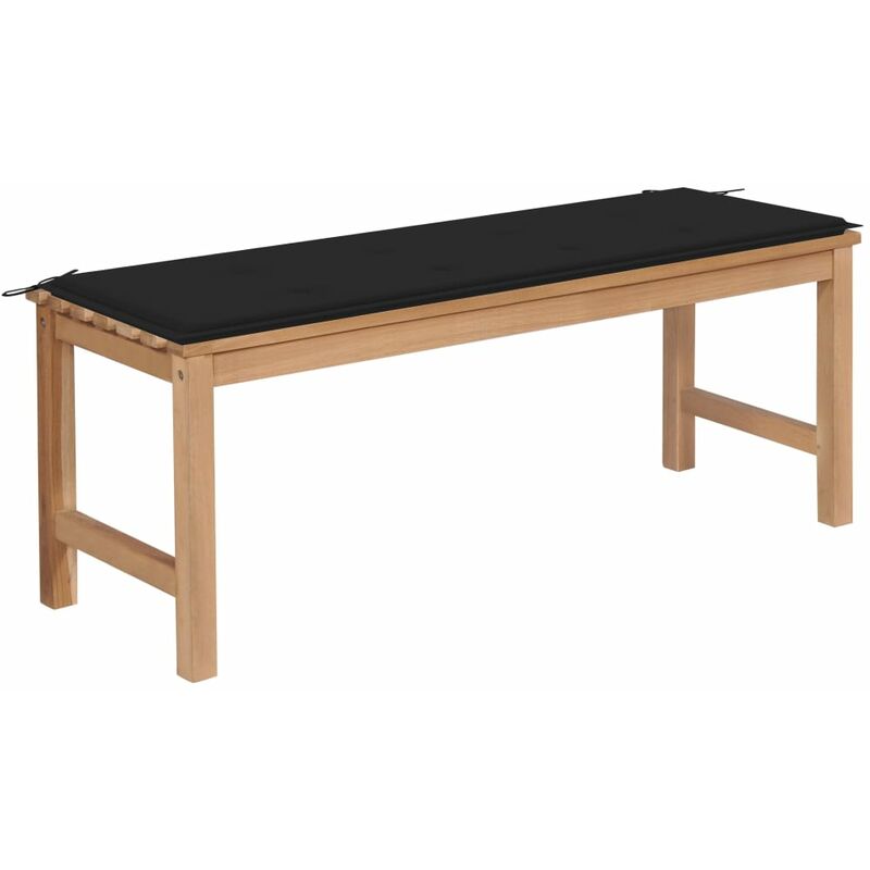 

YOUTHUP Banco de jardín madera maciza de teca con cojín negro 120 cm