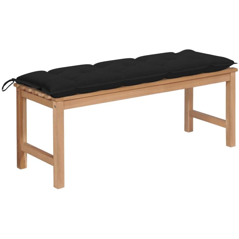

Banco de jardín madera maciza de teca con cojín negro 120 cm - Youthup