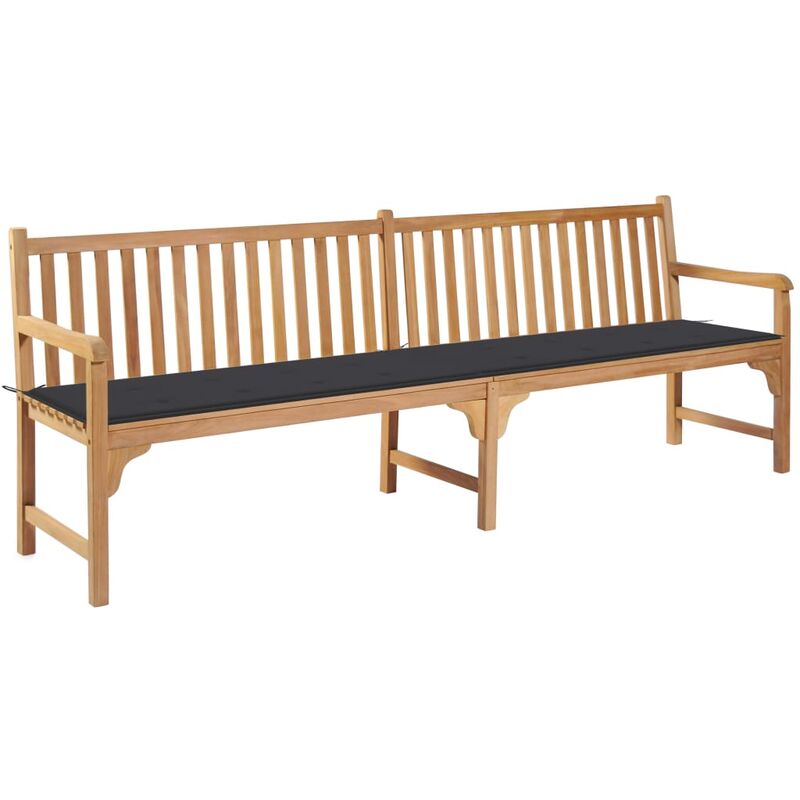 

Banco de jardín madera maciza teca con cojín antracita 240 cm - Youthup