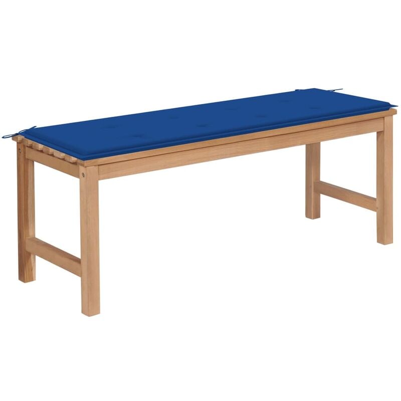 

YOUTHUP Banco de jardín madera maciza teca con cojín azul regio 120 cm
