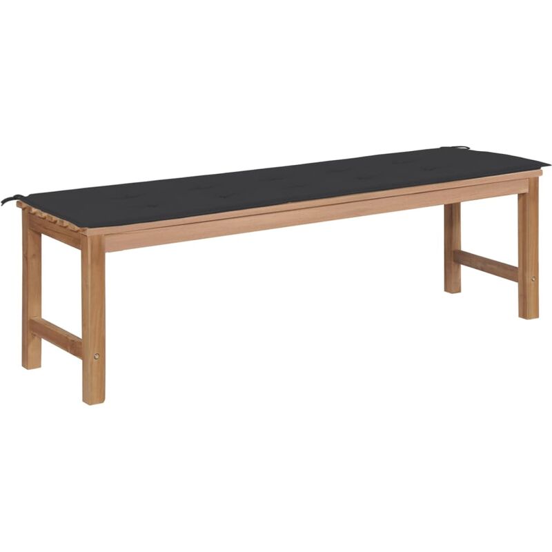 

Banco de jardín madera maciza teca con cojín negro 150 cm - Youthup