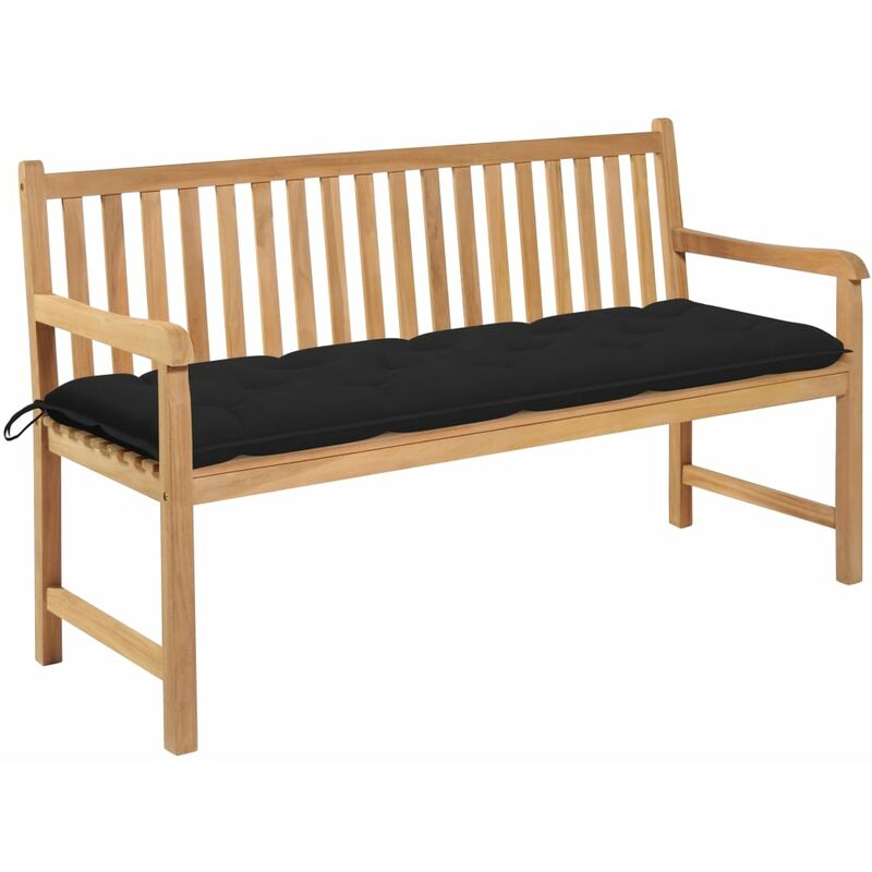 

Banco de jardín madera maciza teca con cojín negro 150 cm - Marrón - Youthup