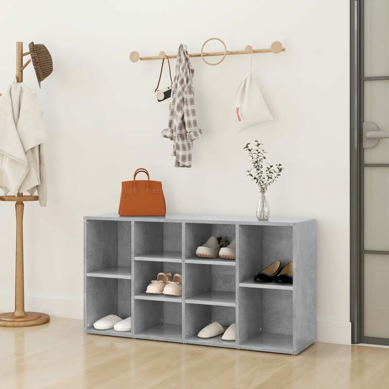 

Banco zapatero de aglomerado gris hormigón 103x30x54,5 cm - Gris - Youthup