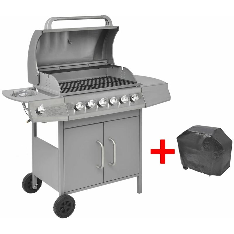 

YOUTHUP Barbacoa grill de gas 6+1 quemadores plateada - Plateado