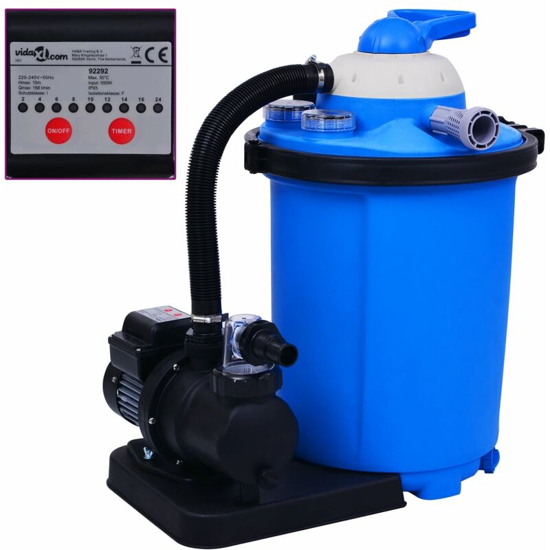 

Bomba filtro de arena con temporizador 550 W 50 L - Azul - Youthup