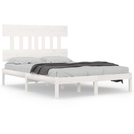 YOUTHUP Cadre de lit Blanc Bois massif 140x190 cm