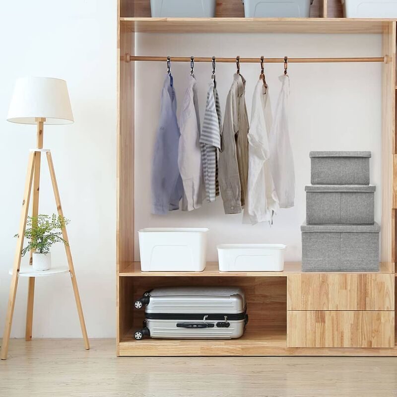 

Cajas de almacenamiento apilables 3 piezas tela gris - Gris - Youthup