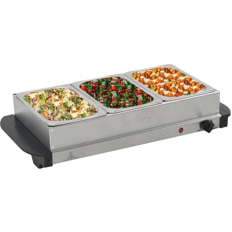 

YOUTHUP Calientaplatos para bufé de acero inoxidable 200 W 3x1,5 L - Plateado