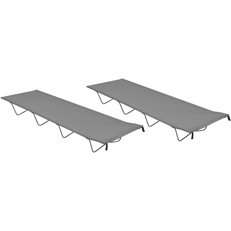 

Camas de camping 2 uds tela Oxford y acero gris 180x60x19 cm - Gris - Youthup