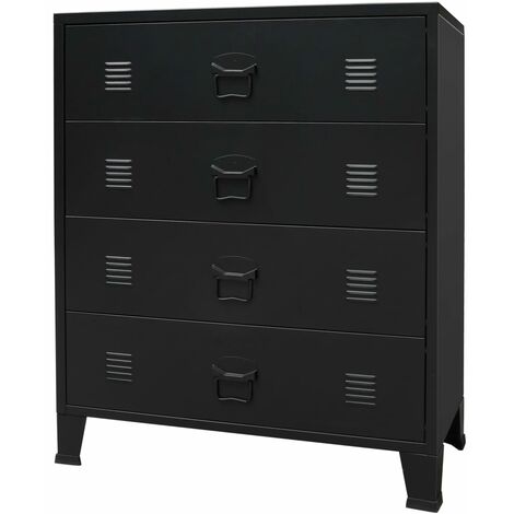 YOUTHUP Cassettiera in Metallo in Stile Industriale 78x40x93 cm Nera - Nero