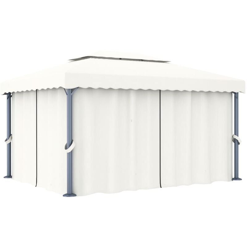 

Cenador con cortina blanco crema aluminio 4x3 m - Crema - Youthup