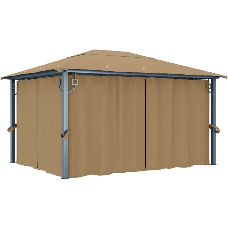 

Cenador con cortina gris taupe aluminio 400x300 cm - Gris Topo - Youthup